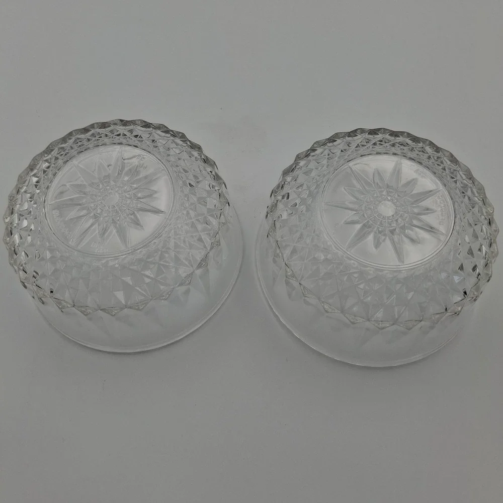 Set of 2 Vintage ARCOROC FRANCE Starburst‎ Diamond Pattern Clear Glass 5
